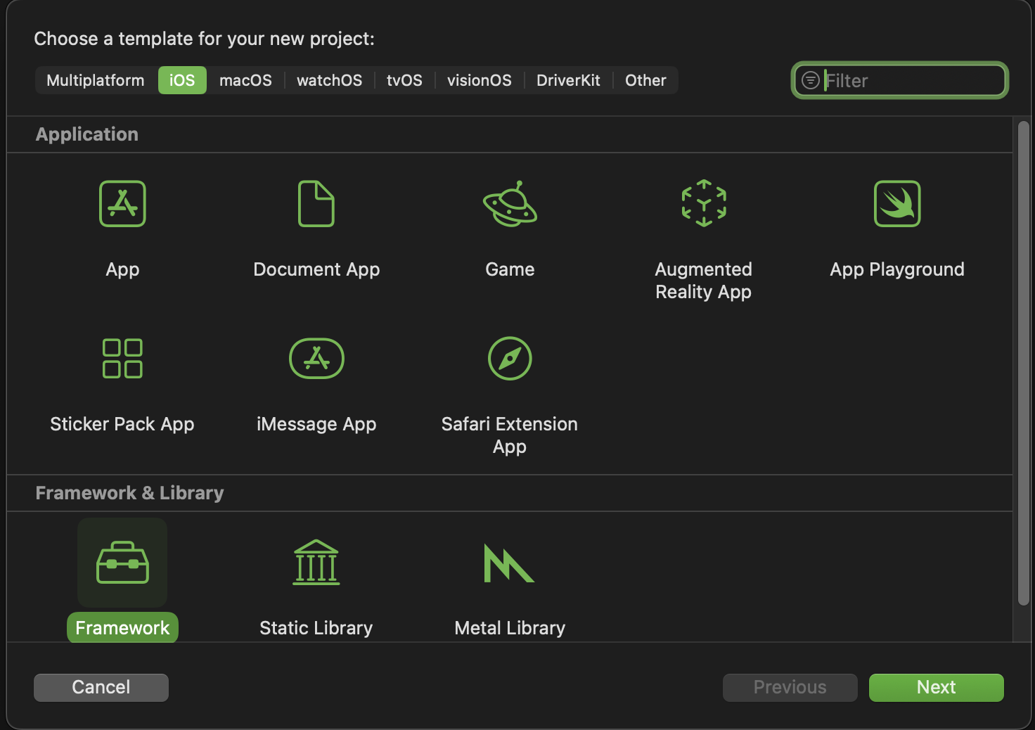 Framework project selection